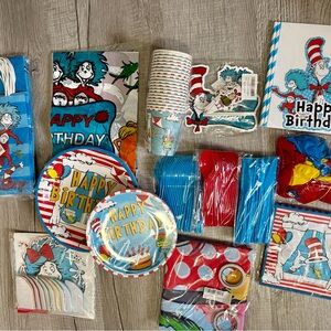 Dr. Seuss Themed Blue and Red Birthday Party Supplies Pack